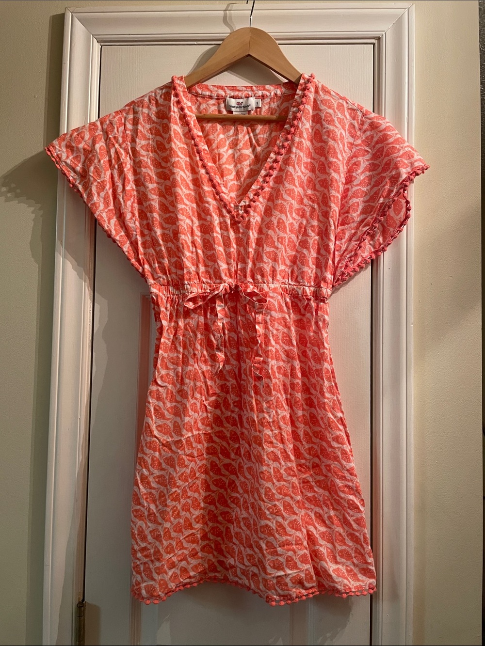 Vineyard Vines Coral Pink Fish-Print Kids Swim Coverup